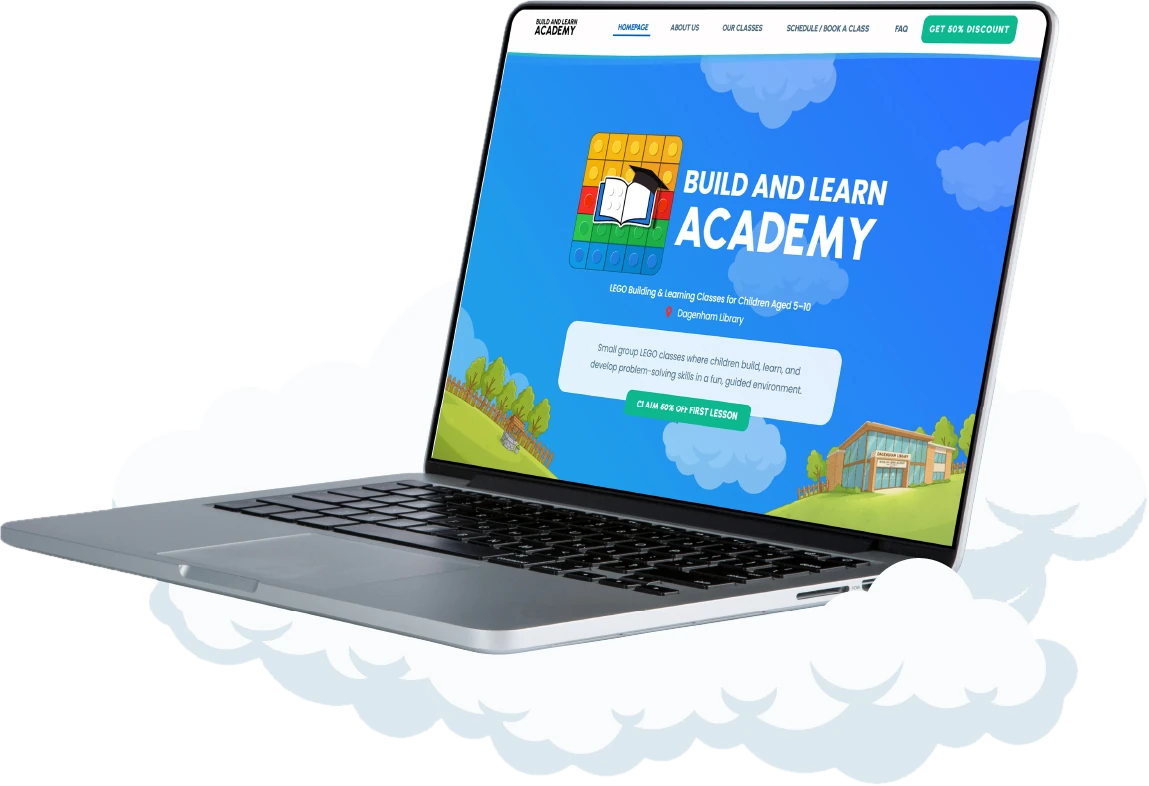 Сайт Build and Learn Academy на ноутбуке